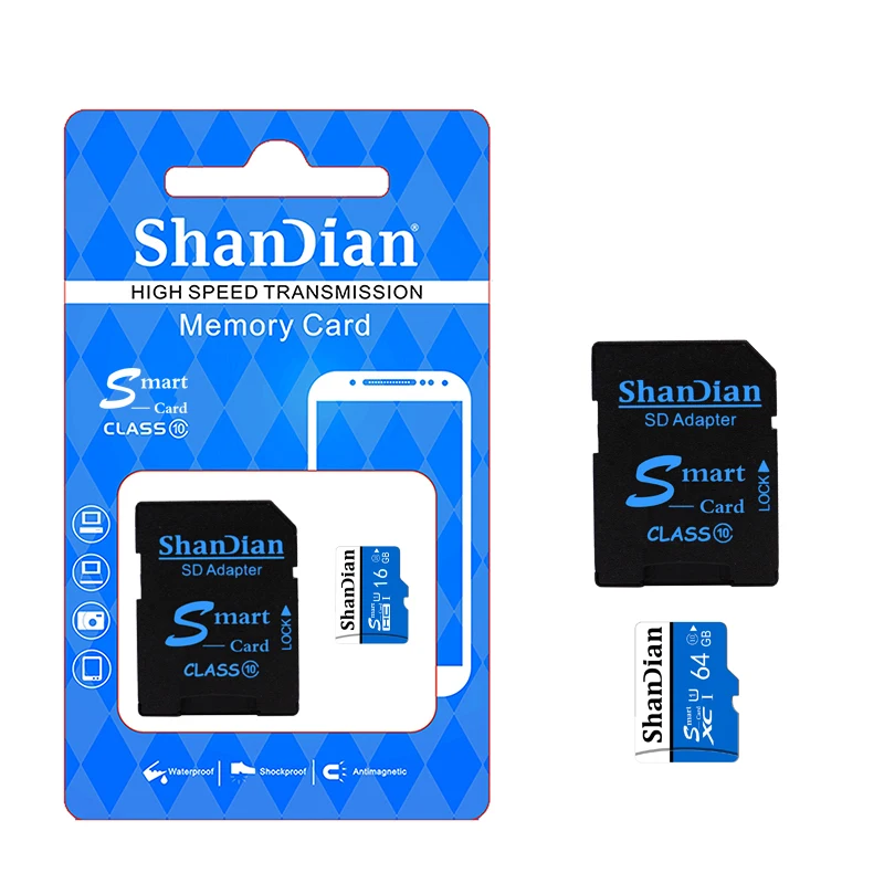 ShanDian Micro SD карта памяти класс 10 32 Гб 64 ГБ 16 8 TF Ручка Microsd накопитель флэш память