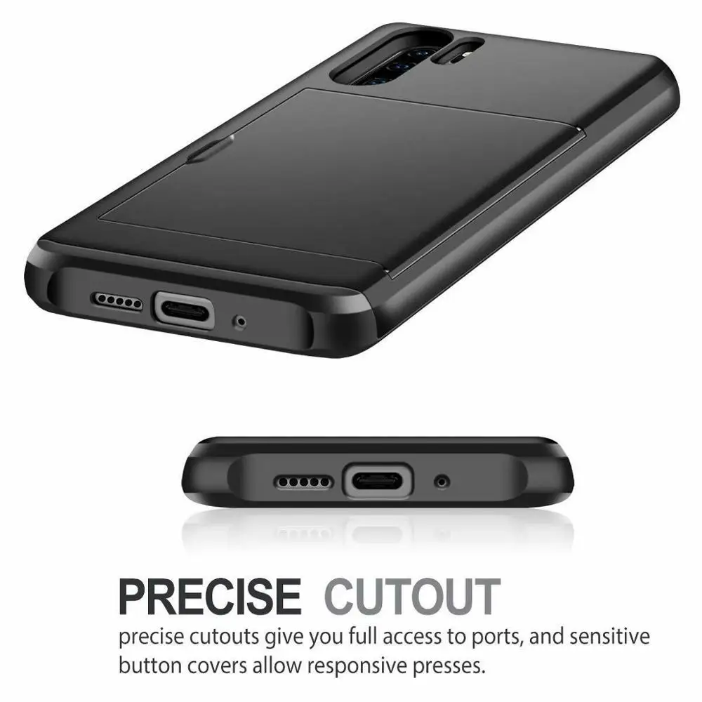 Жесткий Гибридный Прочный бронированный чехол для телефона Huawei P30 Pro кошелек