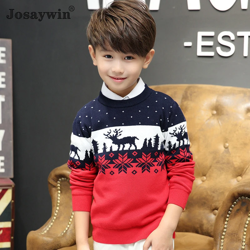 Autumn Winter Christmas Sweater Baby Boys and Girl Children O-Neck Print Knitted Sweater Kid Pullover Cartoon Teenager Sweater