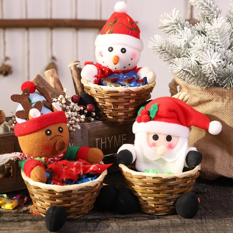 Christmas Candy Storage Basket Decoration Santa Claus Storage Basket Gift Food Christmas Basket Storage