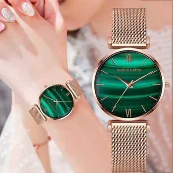 

Hannah Martin Top Luxury Brand Women Watches New Fashion Casual Ladies Quartz Wristwatch Stainless Steel Mesh Clock For Girl