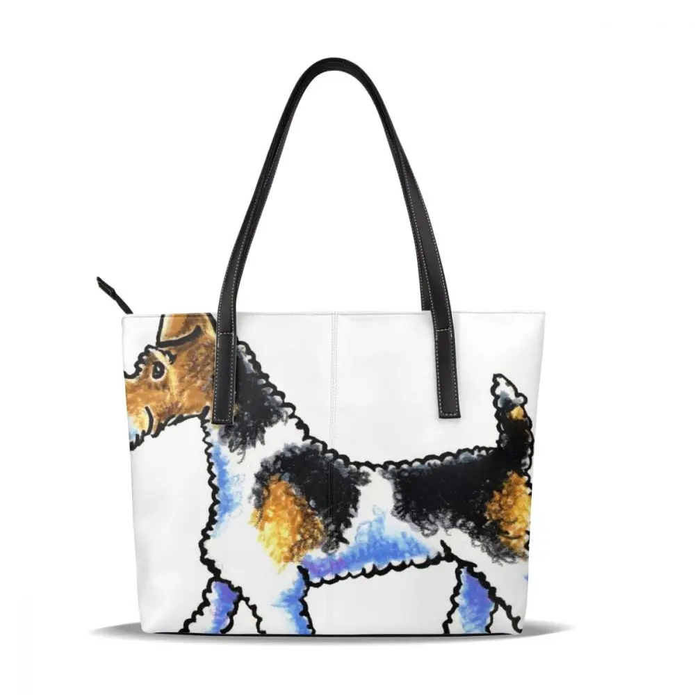 Wire Fox Terrier сумка Wire Fox Terrier сумки с верхней ручкой Большая вместительная Высококачественная кожаная сумка-тоут женские сумки - Цвет: Wire Fox Terrier T
