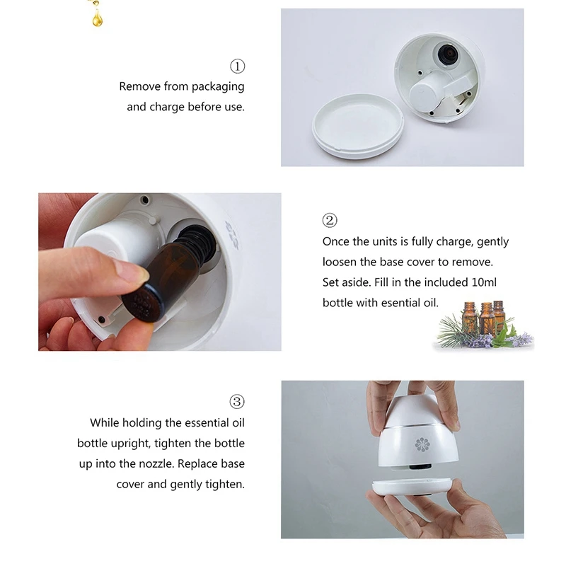 Waterless& Wireless Portable Aromatherapy Diffuser Essential Oil Diffuser Rechargeable Aroma Diffusers Nebulizer For Home Uk Pl