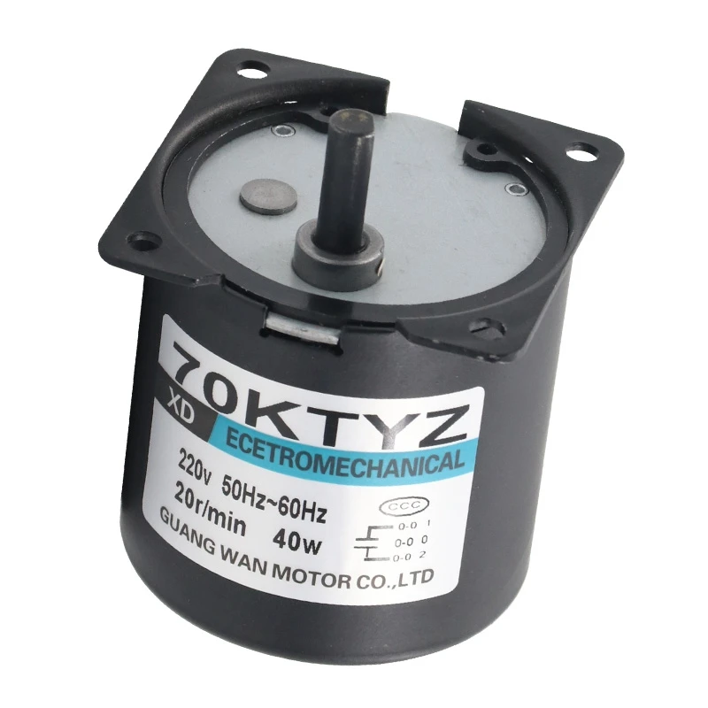 

220V AC 40W Low Speed Geared Motor 70KTYZ Permanent Magnet Synchronous Motor Adjustable Direction High Torque Low Noise Motor