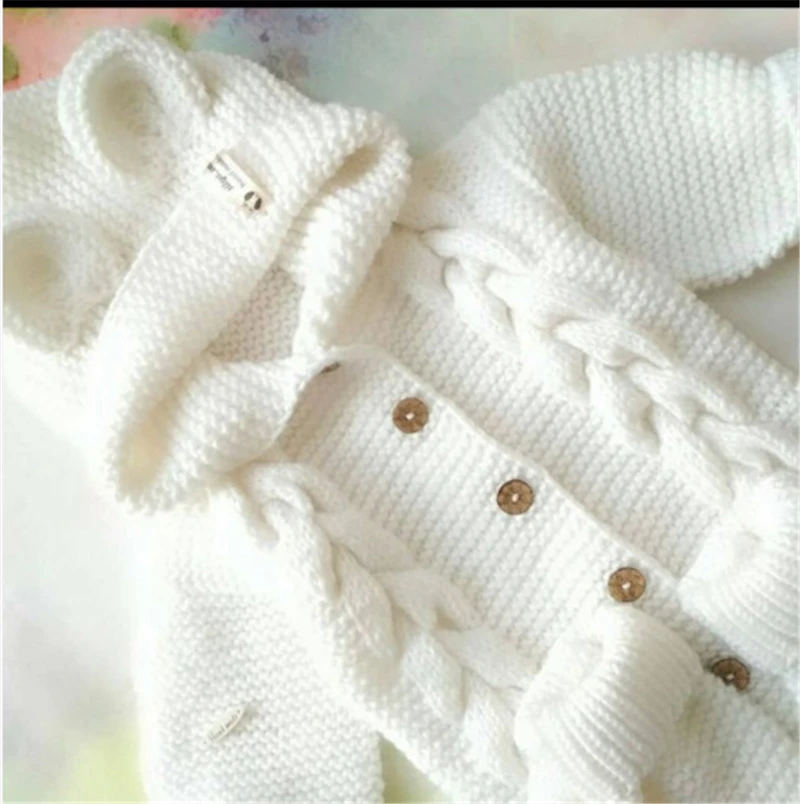 Детские вязаные комбинезоны с рисунком медведя; вязаные осенние комбинезоны для новорожденных мальчиков; зимняя одежда с длинными рукавами; свитер для малышей; комбинезон