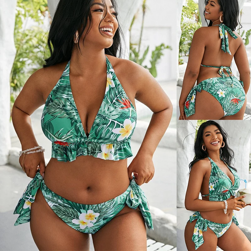 Sexy 3 Piece Set Large Size Bikini Set Large Cup Swimwear Women