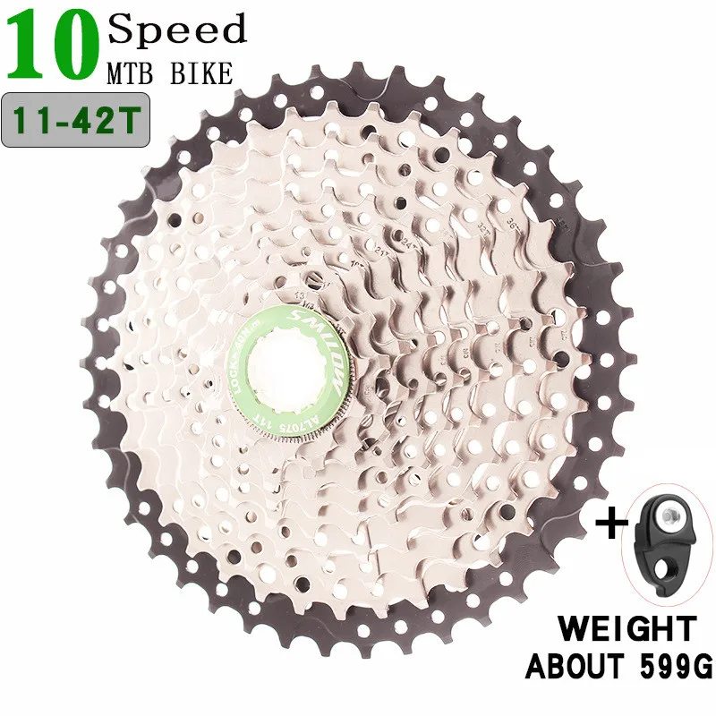 Green and hook SMLLOW MTB велосипед горный велосипед 10 скоростей маховик 11-42 т карточный маховик для горного велосипеда совместим с SHIMANO - Цвет: Green and hook