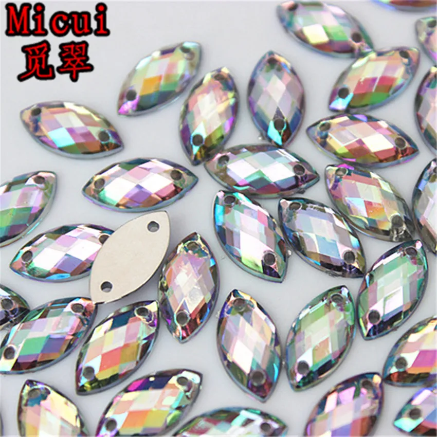 AB Clear Micui, 100 шт., 6*12 мм, для шитья, кристалл AB, с плоской задней стороной, акриловые стразы, Пришивные кристаллы, камни, конский глаз, для рукоделия, одежда, ремесла, MC768 - Цвет: AB Clear