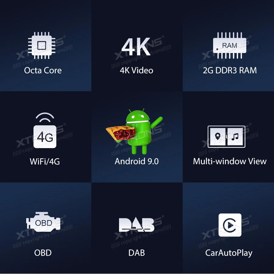 XTRONS " ips Универсальный Android 9,0 Восьмиядерный 2G 32G Автомобильный стерео Мультимедийный плеер двойной din gps 2.5D изогнутые очки wifi без DVD