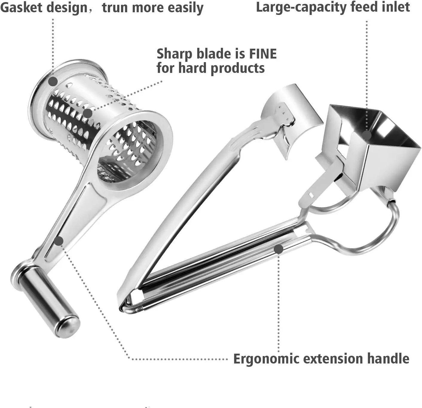 Manual Vegetable Fruit Mandoline Slicer Cheese Grater with 3Blades Fruit Cutter Nut Shredder Rotary Drum Chopper Kitchen Cozinha