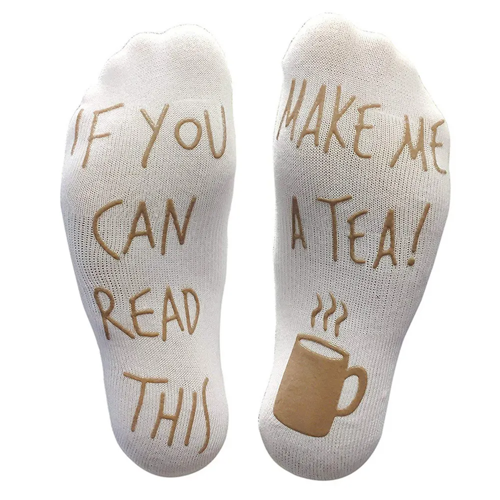 Популярные новые женские носки, если вы можете прочесть это, Сделайте меня чайной, новые носки, мужские носки без пятки с объемными буквами IE998
