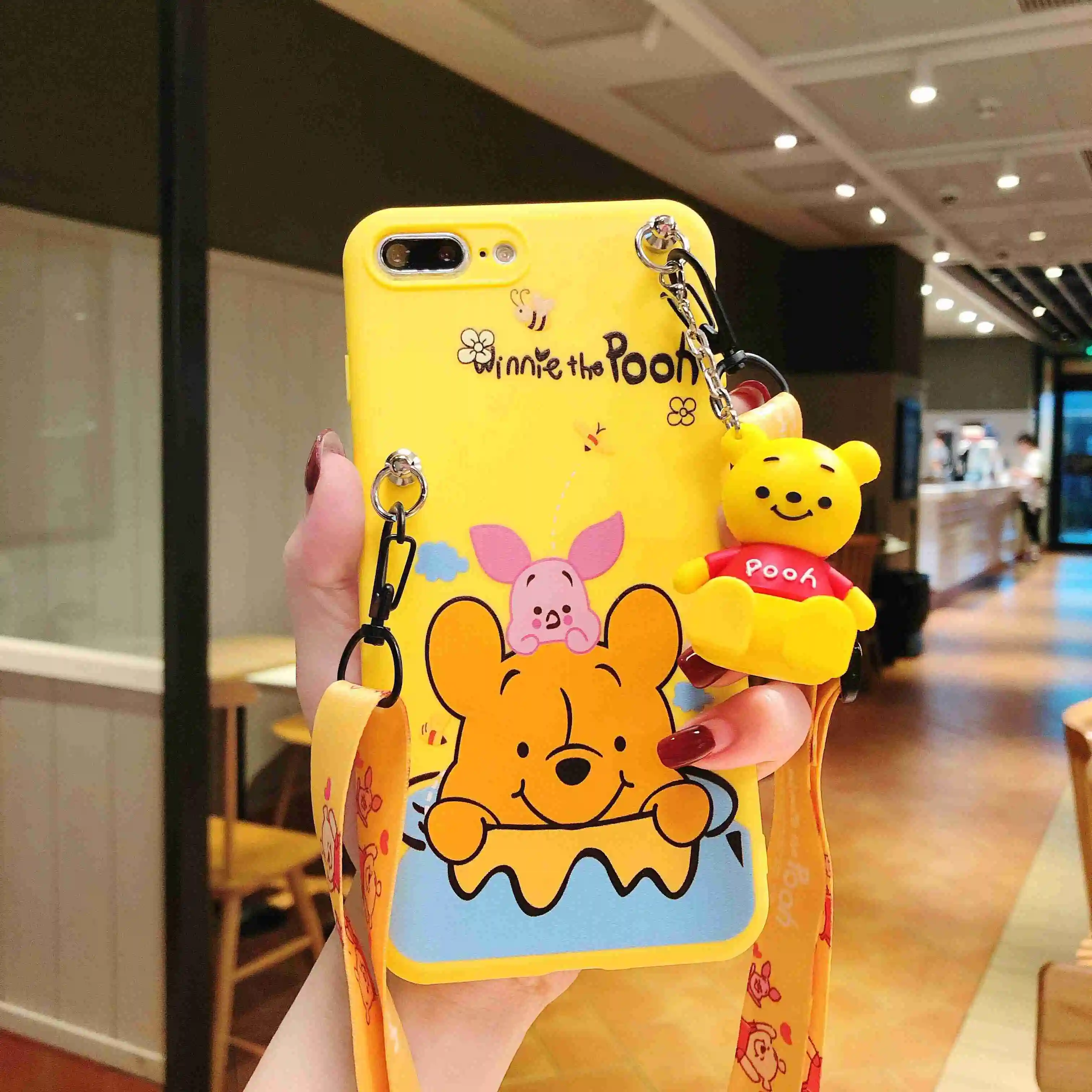 Чехлы для samsung S9 S10 Plus Lite Note 8 9 10 Pro Чехол медовая банка шар медвежонок пух с той же куклой подставка диагональный шнур