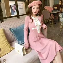 Весна и осень стиль женское платье Дебютант изящное красное платье с бантом годовое общее торжественное платье большого размера