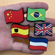 

Free Shipping 1 Pcs Shoe Charms National Flag Decorate Shoe Accessories Shoe Buckle Decorations Fit Croc JIBZ Kids X-Mas Gift