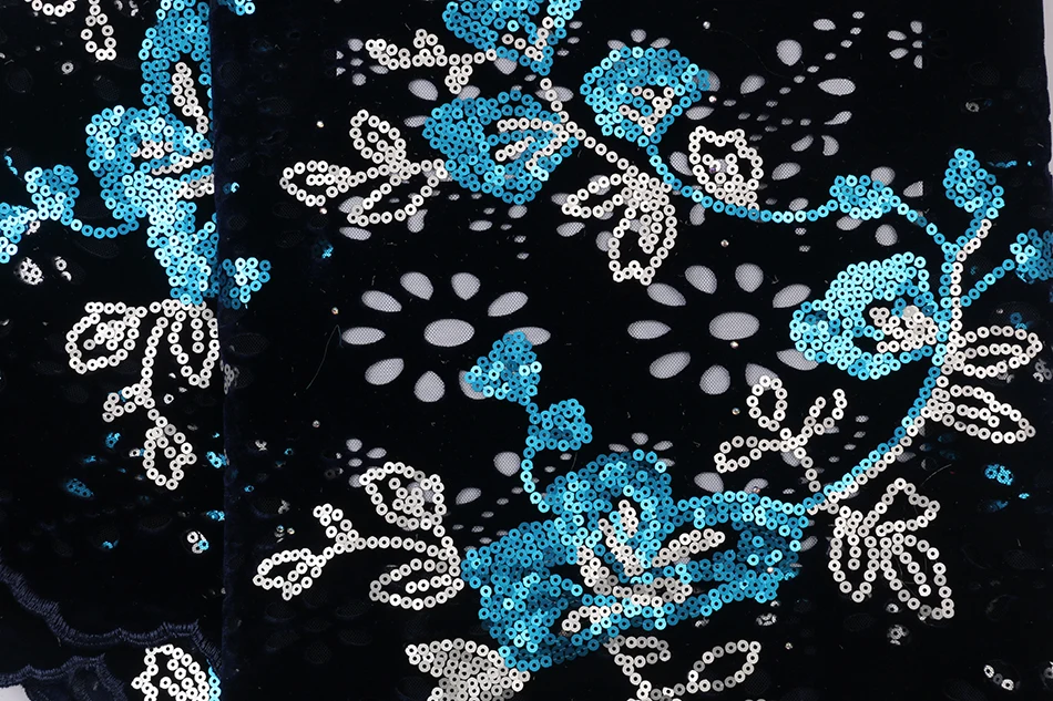 French Korea Italian African Heavy Embroidery Polyester Sewing Textiles Bridal Floral Glitter Velvet Sequin Lace Fabric Price