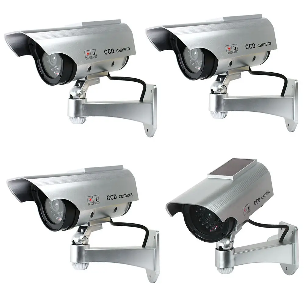 4 X Solar Powered Dummy Surveillance Security Camera CCTV w/ LED Record