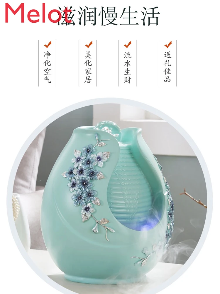 

Incense Burner Gift Creative Practical Gift for Friends Home Atomization Fountain Water Decoration Loop Feng Shui Wheel Fortune
