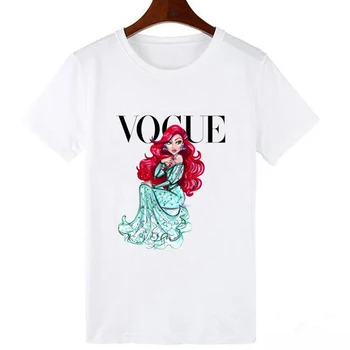 

LUCKYROLL Princess T Shirt Women Summer Mermaid Print Short Sleeve Streetwear Tshirt Harajuku Vogue Plus Size T-shirt