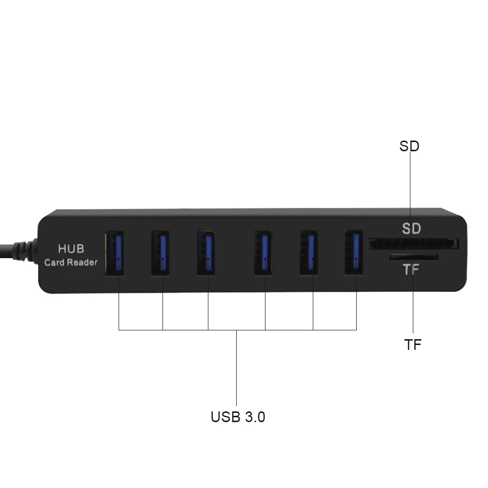 USB chyi Hub 2,0 6 портов высокоскоростной адаптер мульти-Сплиттер TF SD кардридер ПК настольные компьютерные аксессуары для ноутбуков