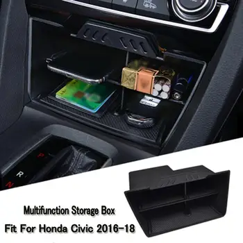 

Car Storage Box Console Center For Honda Civic 2016-2018 Plastic Organizer Black