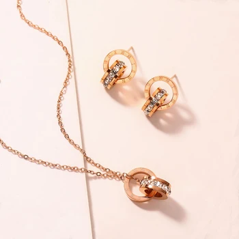 

Fashion jewelry set 316L Stainless-Steel Roman-Number-Earrings necklace