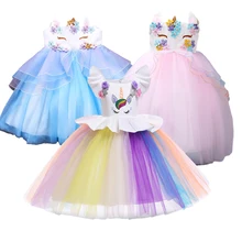 Новинка; платье с единорогом для девочек; платье принцессы; новогодние вечерние платья для всей семьи; торжественное платье для свадьбы; Вечерние Повседневные платья для детей