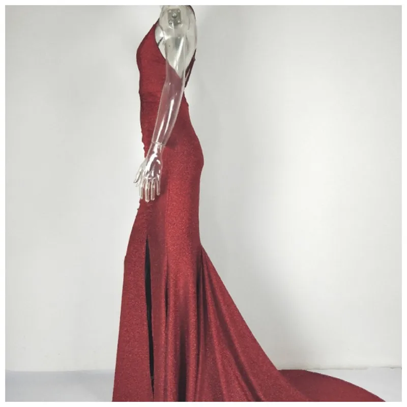С высокой талией вечернее платье женские элегантные вечерние платья robe femme v образным вырезом красного и черного цветов, с низким вырезом на спине для клуба Новое Длинное Макси-Платья vestidos