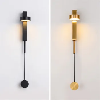 

Led Indoor Wall Lamps Rotation Dimming Switch Led Wall Light Modern Stai Wall Deco Wall Sconce Livingroom Bedside Golden Led