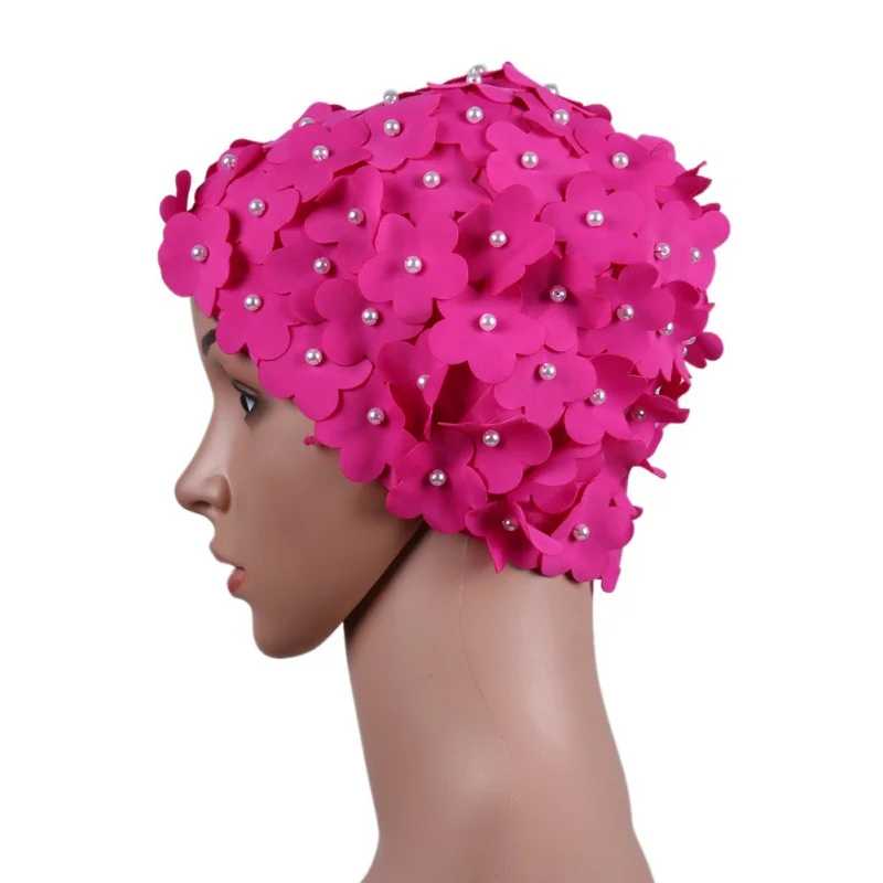Women Swimming Cap Flowers Design Cap 