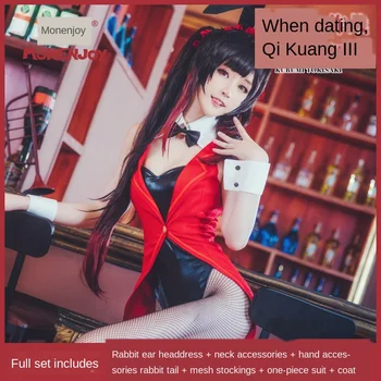 

Women Bunny Costume Date A Live Kurumi Tokisaki Cosplay Costume Sexy Bunny Girl Jumpsuit Halloween Women Stocking Gloves