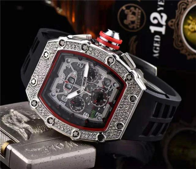 Модные мужские часы эксклюзивные все циферблаты работы хронограф бриллиантовый ободок Iced Out дизайнерские часы кварцевый механизм Спорт Wris