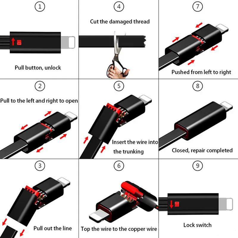 Зарядное устройство кабель ремонтирующийся usb-кабель для передачи данных(синхронизации) и зарядки шнур для ремонта переработки возобновляемых источников для зарядки шнур адаптера для TypeC