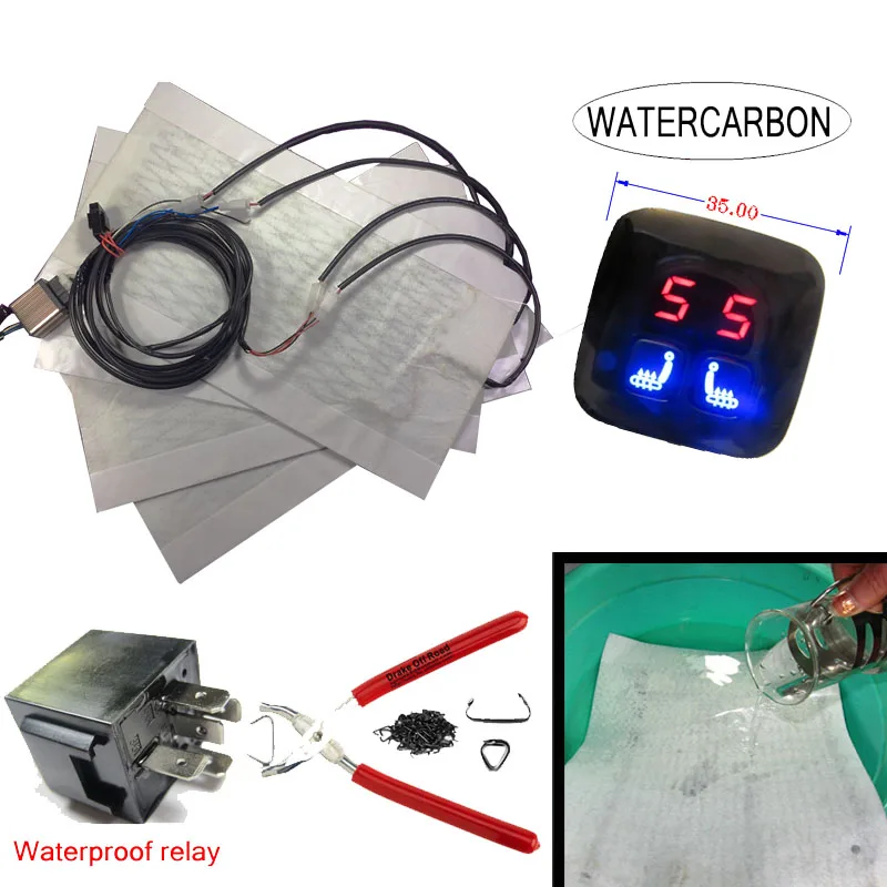 Waterproof heating Universal LED 5 Gear Double Seat Square Switch Car Heating Pad Heated Seat Cushion Cover 2 Seats 12V Auto Parts - Название цвета: Waterproof heating