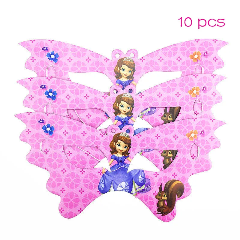 Mask-10pcs Дисней Принцесса София день рождения одноразовые украшения принадлежности тарелка салфетка рождественское событие чашка скатерть посуда наборы - Цвет: Mask-10pcs