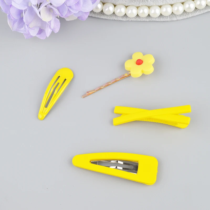 7 Pcs/Set Girls Cute Flower 5 cm Hairpins Children Lovely Hair Clips Barrettes Solid color Snap Headband Kids Hair Accessories