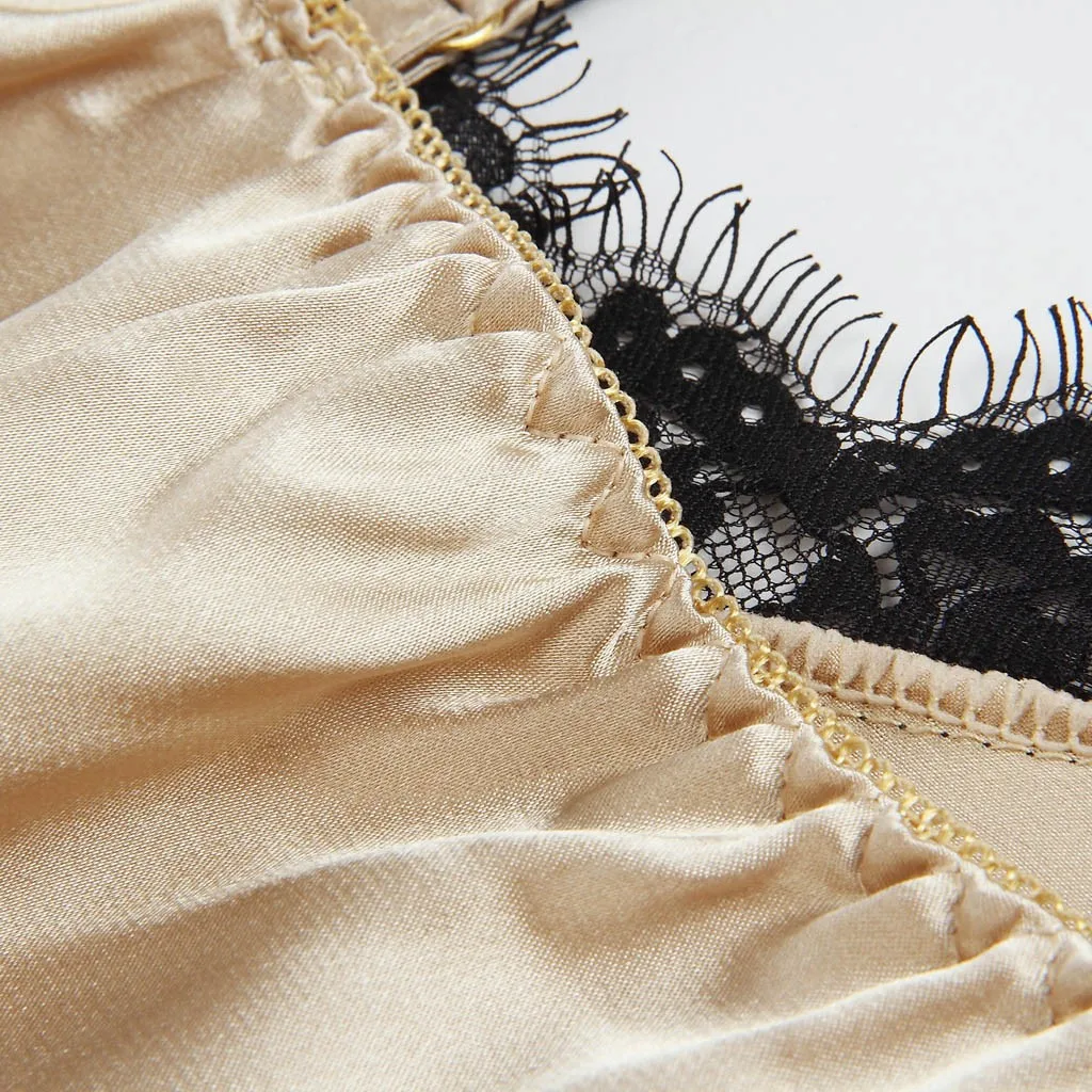 Langeri пикантный, эротичный LingerieWomen с v-образным вырезом ресницы шелковые кружевные сексуальные пятна Camisole пижамы шорты с бантиком комплект одежды для сна
