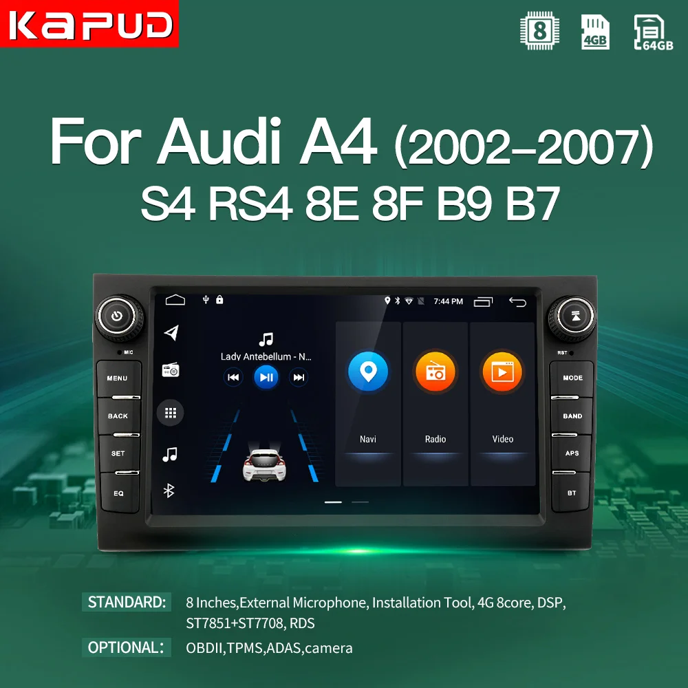 Kapud Android 10.0 Car Multimedia Player 8 Inch Navigation For Audi A4 2002 2007 S4 RS4 8E 8F B9 B7 Radio Stereo BT GPS Wifi DSP|Car Multimedia Player| - AliExpress