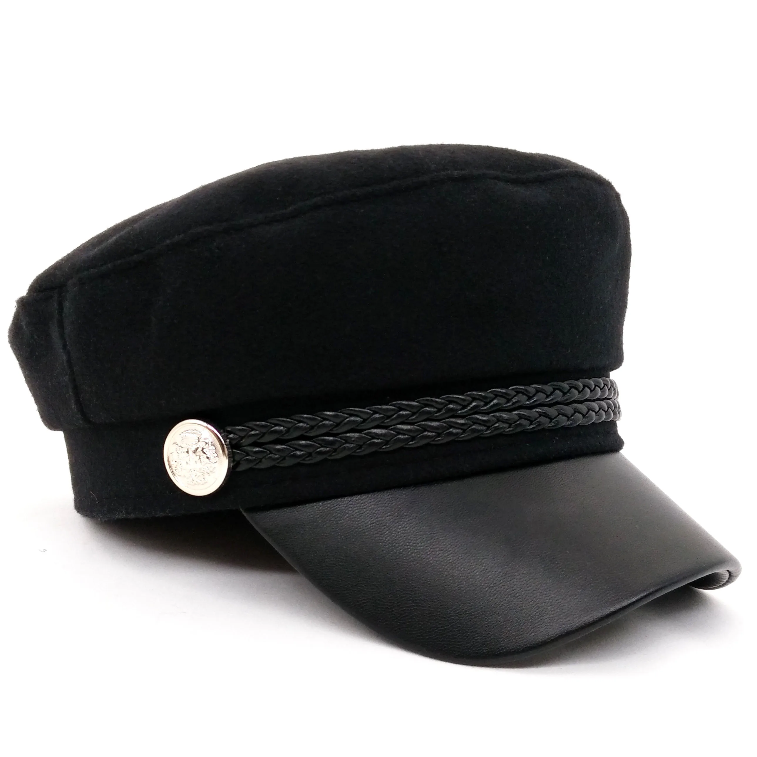 Ditpossible черные военные шапки для женщин Мода pu Брим casquette лоскут кепки gorras Женский козырек армейская шляпа