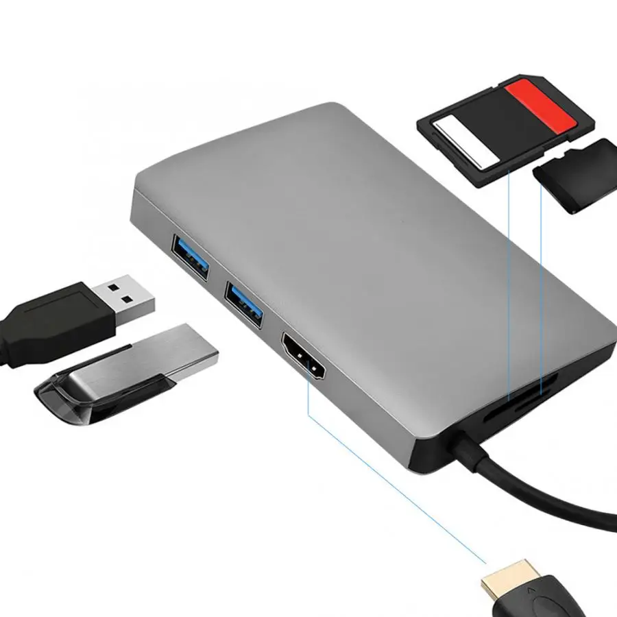 Type C to HDMI Displayport TF Card USB3.0 Adapter Hub Gigabit Ethernet Docking Type C Hub Multiport adapter