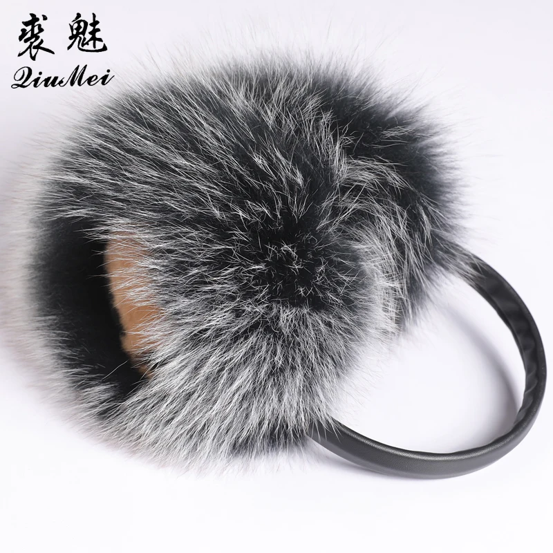 Winter Earmuffs Real Fox Fur With Rabbit Warm Headphones for Women New Fashion Fluffy Natural Fur Ear Earmer Protector