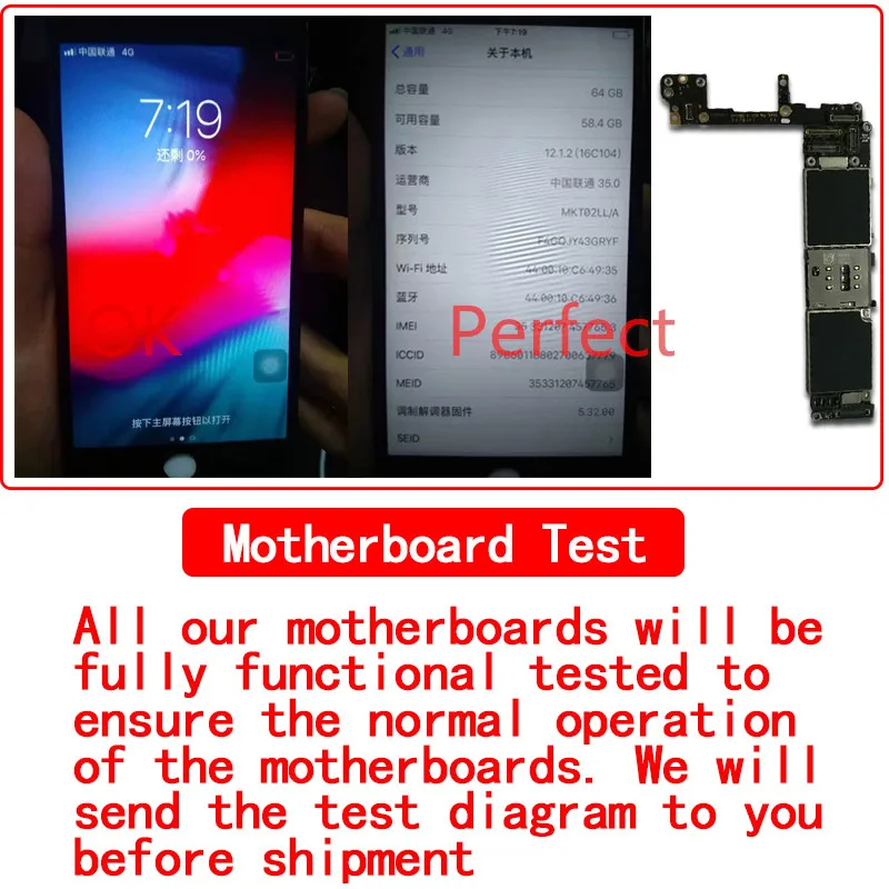 Полная разблокированная материнская плата для iPhone 6S 6 S с/без сенсорного ID, оригинальная материнская плата для iPhone 6S с полными чипами, 16 Гб 64 г 128 г