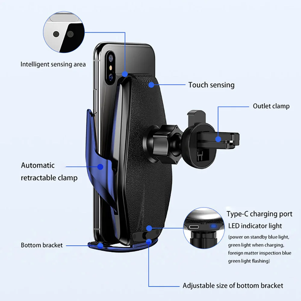 Automatic Clamping 15W Fast Car Wireless Charger for Samsung S20 S10 iPhone 11 Pro XS XR X 8 Infrared Sensor Phone Holder Mount