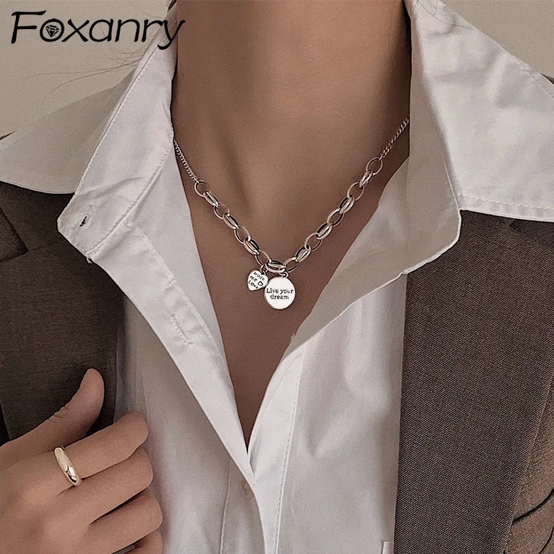 FOXANRY 925 Stamp Thick Chain Necklace 