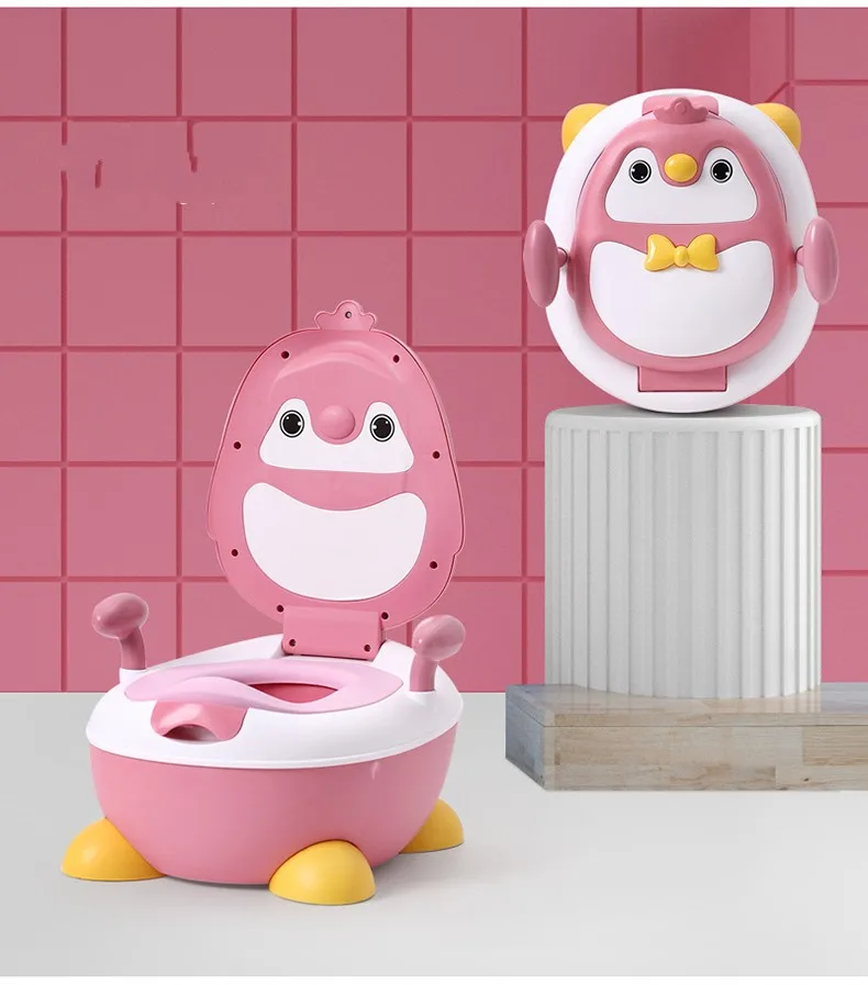 Pink Soft Cushion Большой Детский Пластиковый унитаз для обучения горшку, детское сиденье для унитаза, переносное туристическое Горшечное кресло, Детский горшок, тренажер - Цвет: Pink Soft Cushion