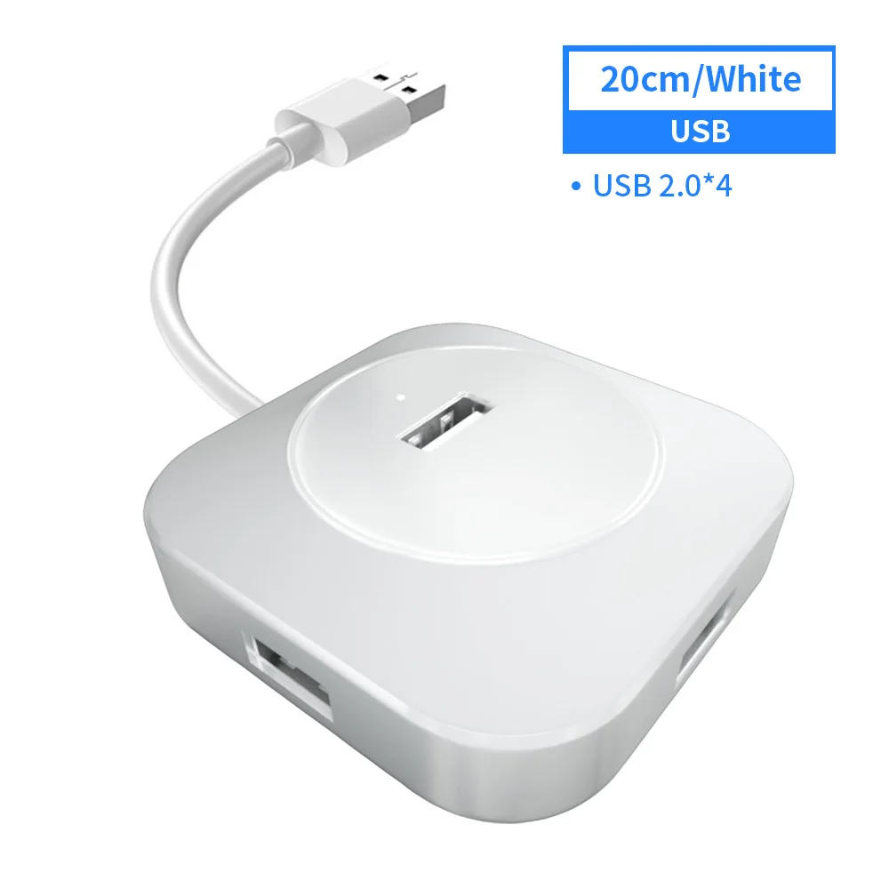 USB 2.0X4 White USB 3,0 концентратор 4 Порты и разъёмы многопортовый usb-адаптер USB3.0 Порты и разъёмы с микро-зарядка для MacBook, Surface Pro 6, 5 шт./набор, компьютерные аксессуары USB HUB - Цвет: USB 2.0X4 White