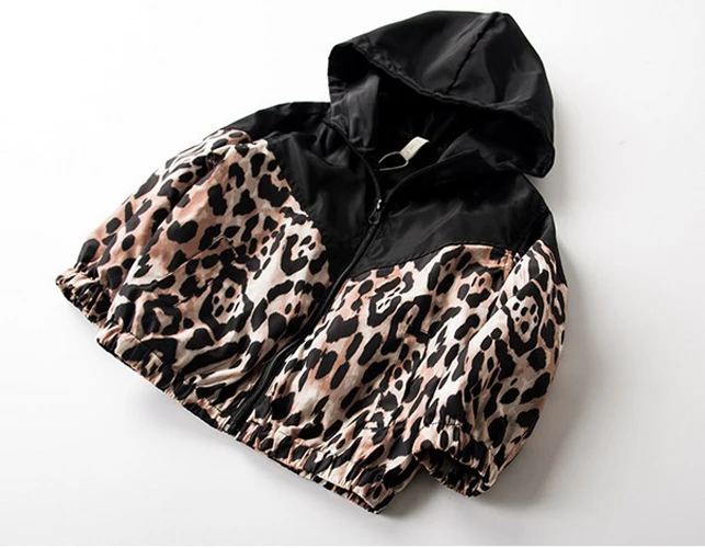 New Fashion Toddler Kids Baby Boy Girl Long Sleeve Patchwork Leopard Hooded Jacket Outwear