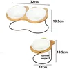 New High-end Pet Bowl Bamboo Shelf Ceramic Feeding and Drinking Bowls for Dogs and Cats Pet Feeder Accessories 4