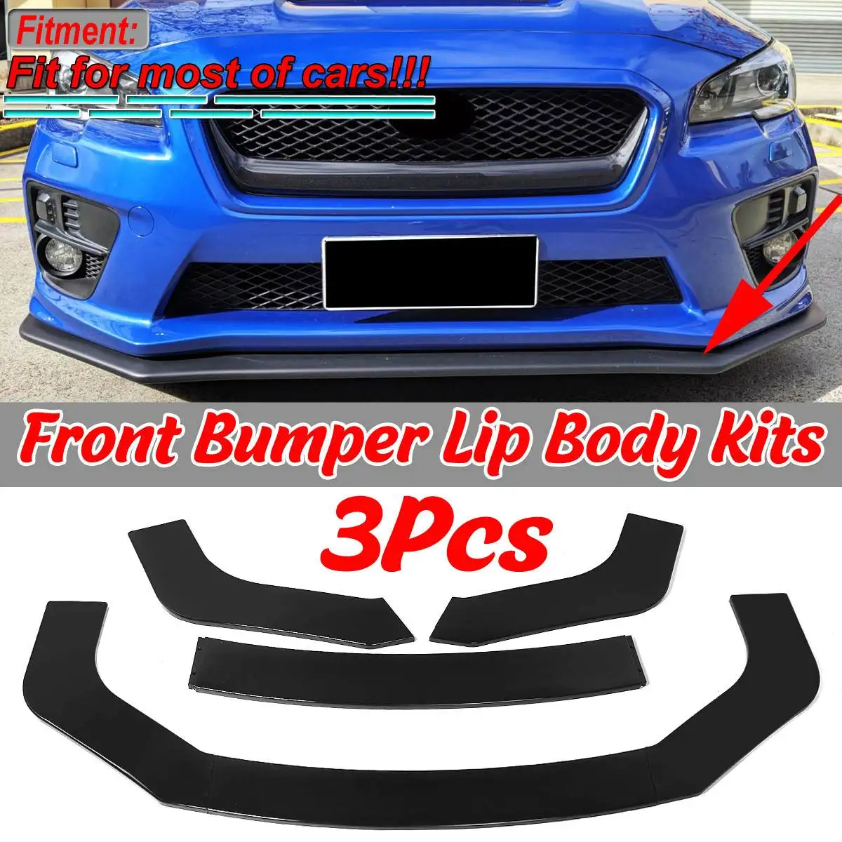 3PCS Car Universal Front Lip Chin Bumper Spoiler For Nissan SENTRA Altima Maxima Toyota Corolla Camry Mitsubishi Lancer | Автомобили и