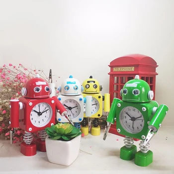 

QMJHVX Metal Robot Alarm Clock Deformable Clock Cartoon Children's Bell Clocks Home Decoration sveglia da comodino
