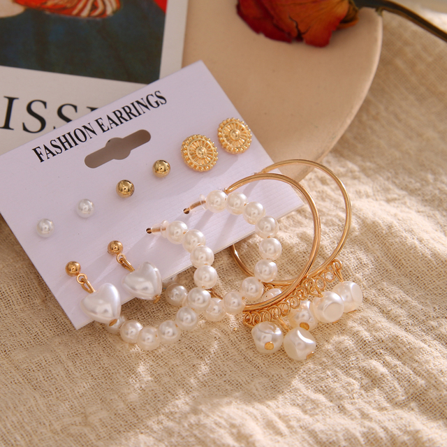 Butterfly Hoop Earring Set Women's Vintage Bohemian Acrylic Pearl Circle Alloy Drop Earrings Brincos Jewelry Gift